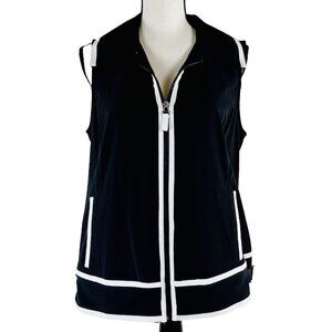 Chicos Zynergy Vest Black & White Zipper Side Buckles Size 1 M LOOKS UNWORN EUC